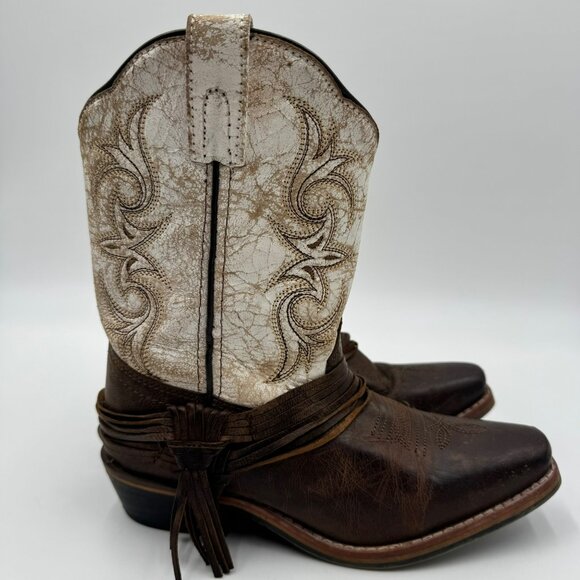 Dan Post Lil Myra Girls Western Boots Brown/Cream Leather Size 3 - Picture 5 of 9
